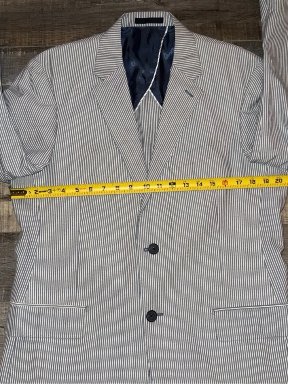 Paul Betenly Men's Navy & White Striped Blazer 40R Lanifico